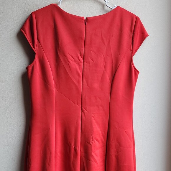 Studio One New York Hot Red Cap Sleeve Sheath Dress Size 12 - Picture 12 of 13